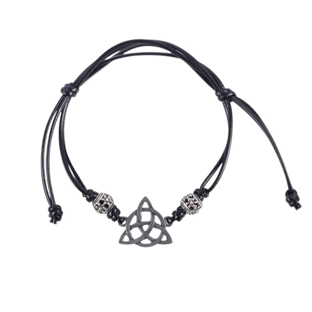 Something Different - Black Celtic Triquetra Knot Cord Bracelet - Multicolore